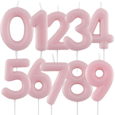 Velas de aniversário rosa formato números de 0 a 9