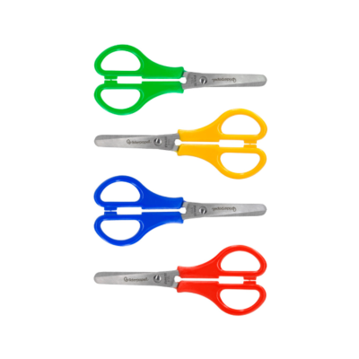 Conjunto de quatro tesouras coloridas em fundo branco