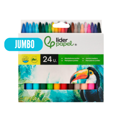 Conjunto de 24 marcadores jumbo multicoloridos lider papel