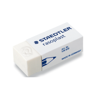 Borracha branca STAEDTLER rasoplast com texto azul e branco