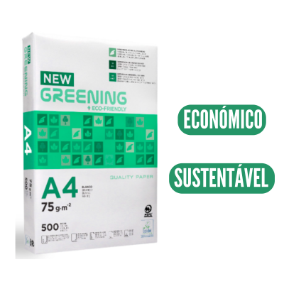 Pacote de papel A4 ecológico branco e verde