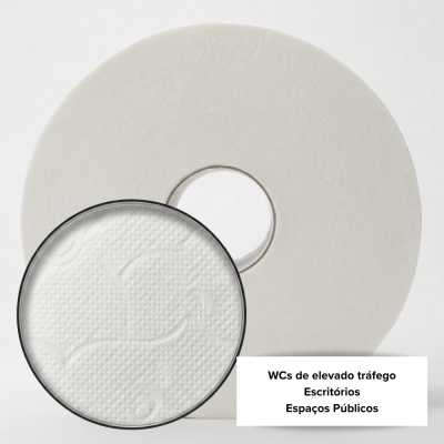 Rolo de papel higiénico branco texturizado para espaços públicos