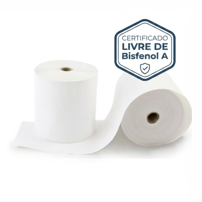 Rolos de papel térmico branco com selo de certificado livre de Bisfenol A