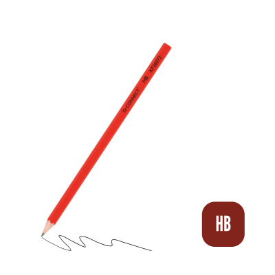 Lápis vermelho Q-CONNECT HB com ponta afiada desenhando linha no papel branco
