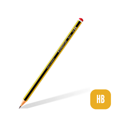 Lápis Staedtler Noris HB 2 com borracha vermelha e ícone HB amarelo