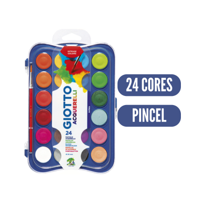 Estojo de aguarelas Giotto com 24 cores e pincel