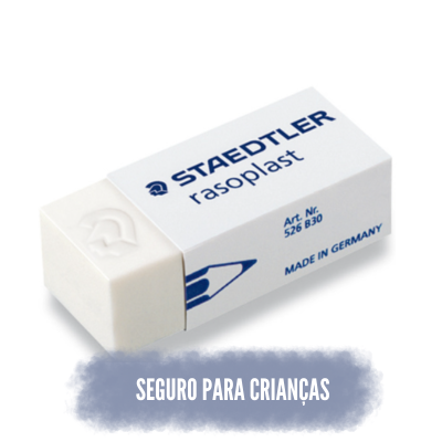 Borracha branca Staedtler Rasoplast com embalagem branca e texto azul