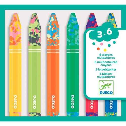 Conjunto de 6 L&aacute;pis de Cera Multicoloridos - Djeco Arts & Crafts