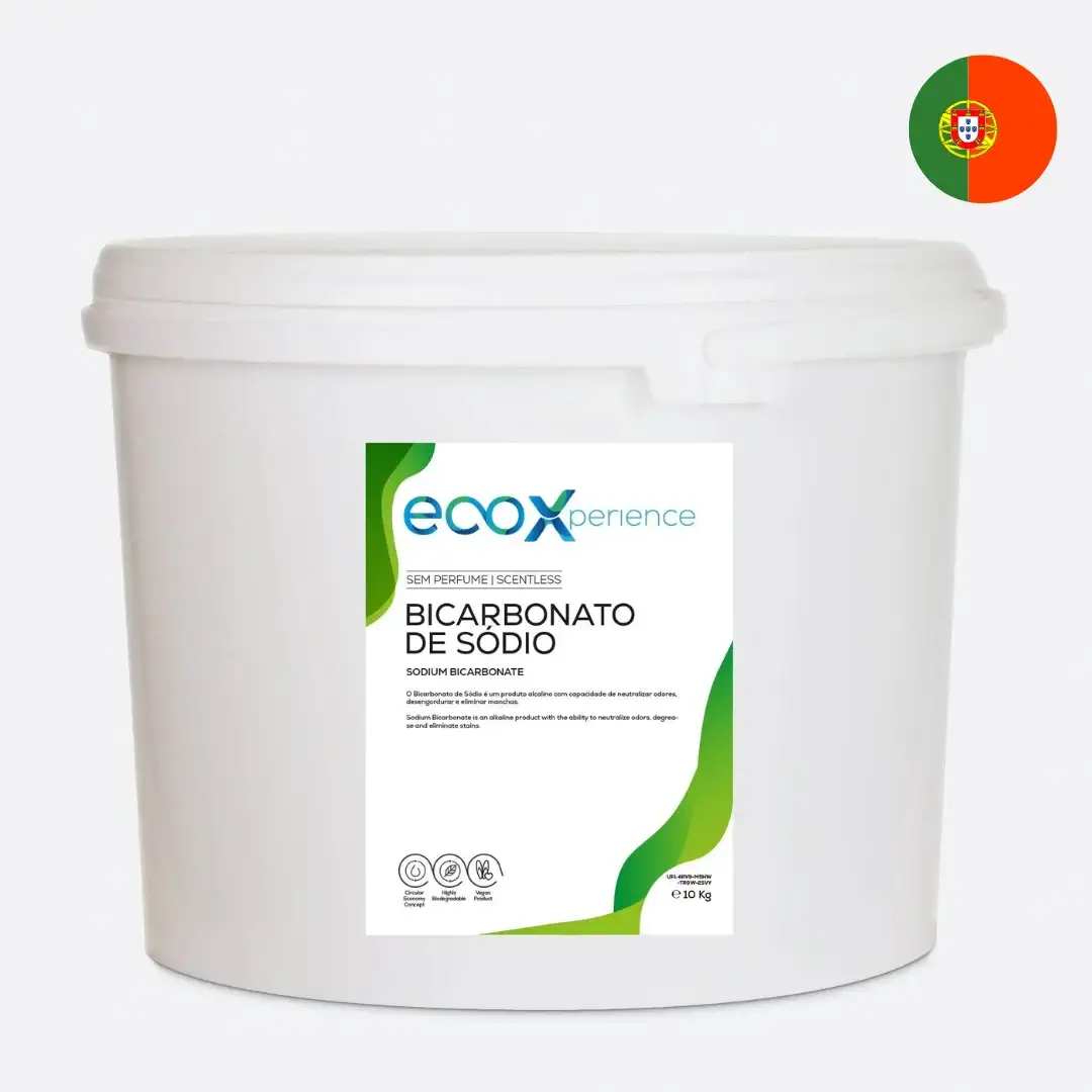 Bicarbonato de Sódio a Granel - Ecox Recipiente branco grande com tampa contendo bicarbonato de sódio da marca ecoxperience