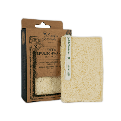 esponja de cozinha em lufa natural com embalagem de cartão