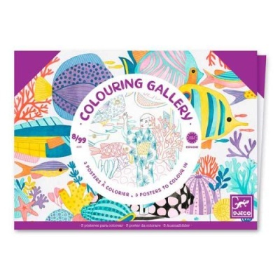 Material para colorir Colouring Gallery com design de peixes e corais coloridos