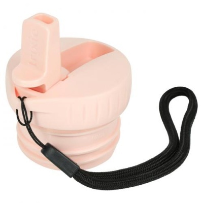 Tampa de garrafa rosa clara com cordão de pulso preto
