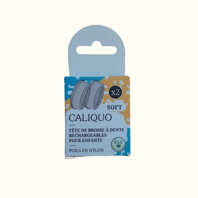 Embalagem de escova de dentes recarregável CALIQUO para crianças, azul e bege