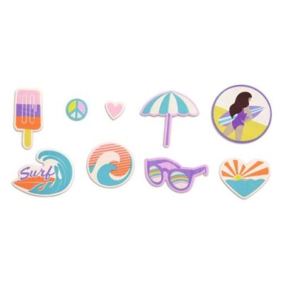 Ímanes coloridos com temas de verão e praia