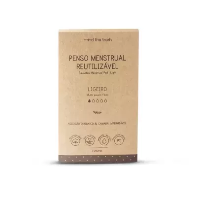 Embalagem de penso menstrual reutilizável em papel reciclado castanho claro