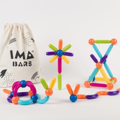 Brinquedos de construção coloridos com bolsa de tecido IMAG BARS