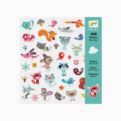 Folha de autocolantes DJECO com 160 desenhos de animais e natureza coloridos