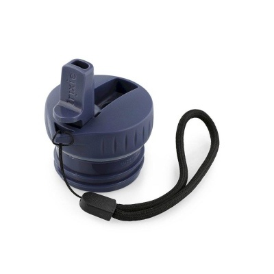 Tampa de garrafa azul com cordão preto