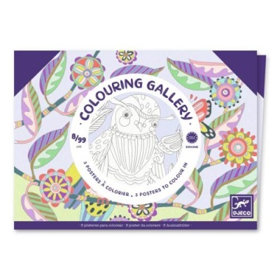 Conjunto para colorir Colouring Gallery com desenho de coruja e flores na embalagem
