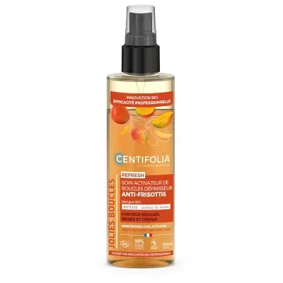 Frasco de spray capilar Centifolia anti-frizz laranja e branco