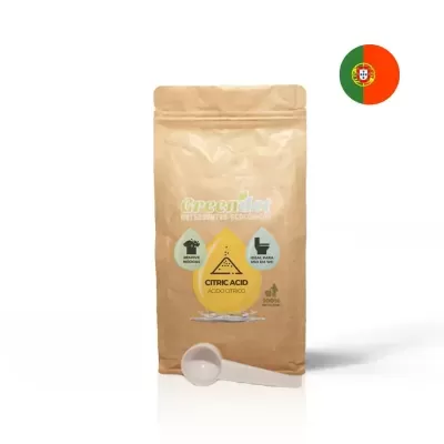 Pacote beige de detergente ecológico Greenleaf com colher de plástico