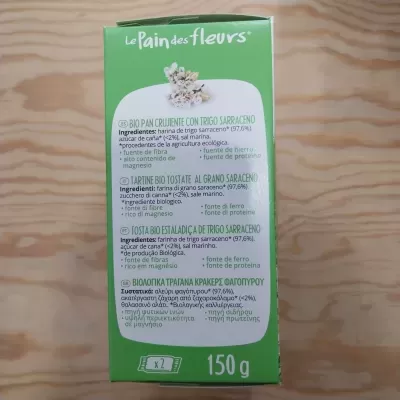 Embalagem verde de pão crocante bio de trigo sarraceno Le Pain des fleurs