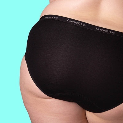 Cuecas femininas pretas de algodão com cós elástico Lunette