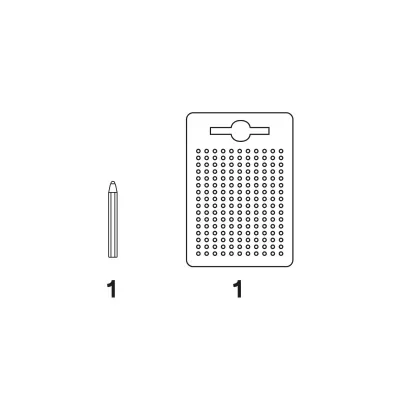 Desenho de lápis e base perfurada numerados, fundo branco
