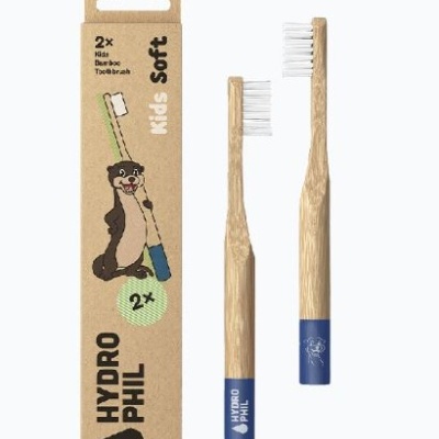 Escova de dentes infantil HYDRO PHIL com embalagem de cartão e ilustração.