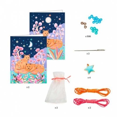 Kit de manualidades com cartões com ilustración de guepardos e acessórios coloridos