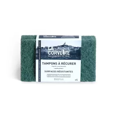 esfregões verdes LA CORVETTE com embalagem branca e texto em francês