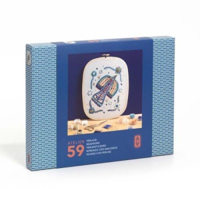 Caixa de kit para bordado com miçangas modelo Atelier 59 em azul