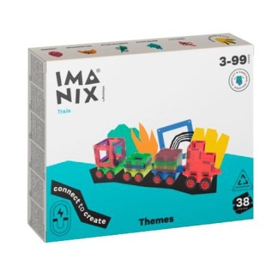 Caixa de brinquedo IMANIX comboio colorido 38 peças para 3-99 anos