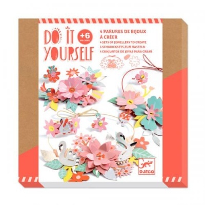 Kit de bricolage para criar bijuteria com flores coloridas em papel e arame