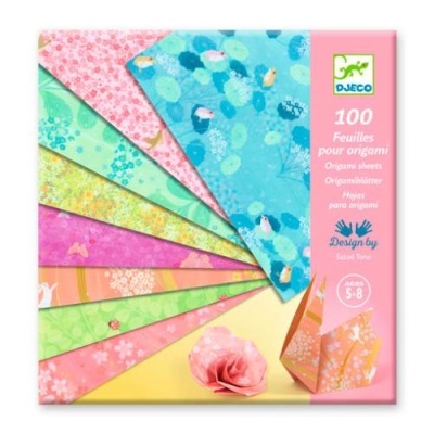 Pacote de folhas de origami coloridas e estampadas da DJECO
