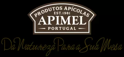 Logótipo APIMEL com texto Produtos Apícolas EST.1981 Portugal e frase Da Natureza Para a Sua Mesa