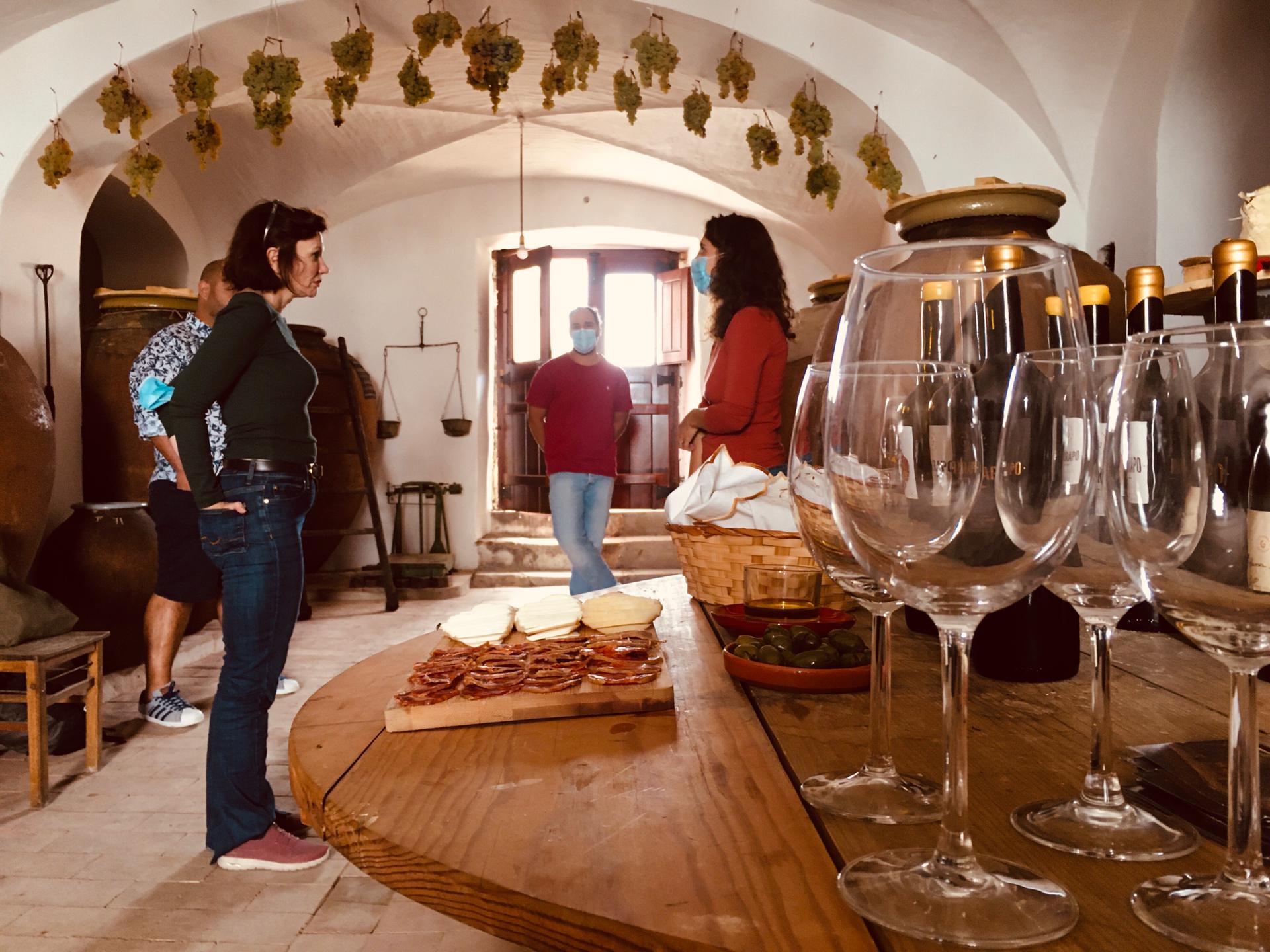 Clay talha wine vessels in an Alentejo cellar.