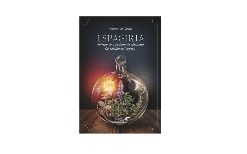 Espagiria Capa de livro ESPAGÍRIA com ilustração de frasco de vidro com plantas