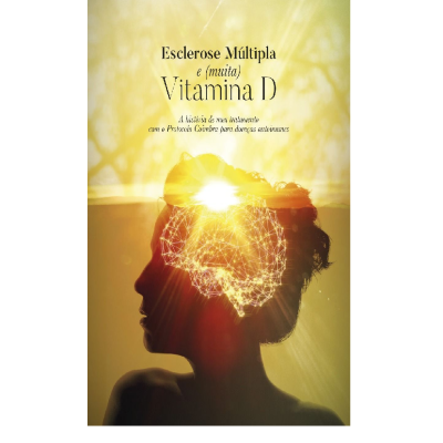 Capa do livro com título sobre esclerose múltipla e vitamina D com imagem de luz e cérebro iluminado