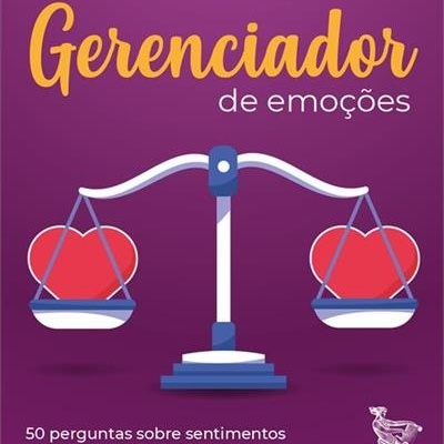 Capa de livro 'Gerenciador de emoções' com balança e corações
