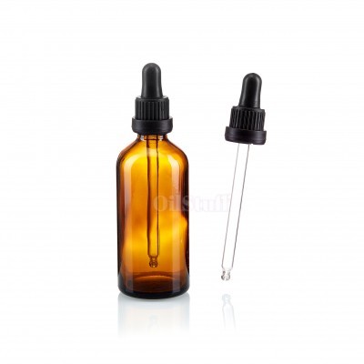 Frasco âmbar com conta-gotas de borracha preta