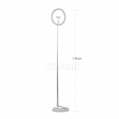 Suporte de iluminação de anel branco com tripé e suporte para dispositivo