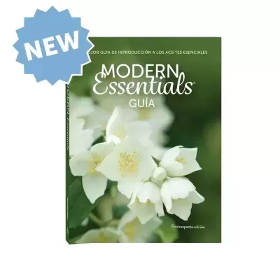 Capa do livro MODERN Essentials GUIA com flores brancas e selo NEW