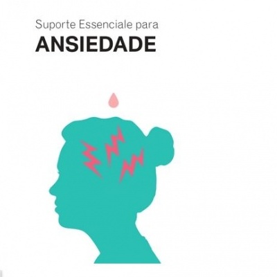 Ilustração de silhueta de cabeça humana com sinais vermelhos e texto sobre ansiedade.