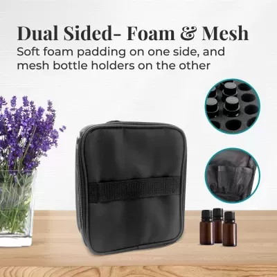 Bolsa preta quadrada de espuma e malha para frascos