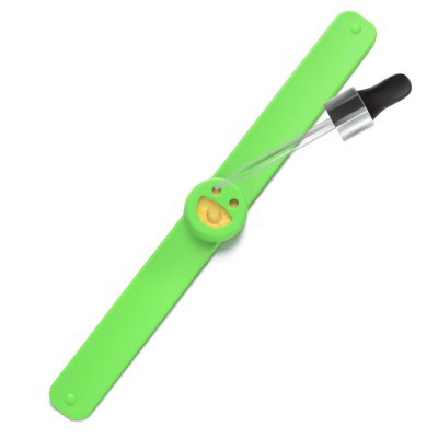 Pulseira verde com dispensador e conta-gotas