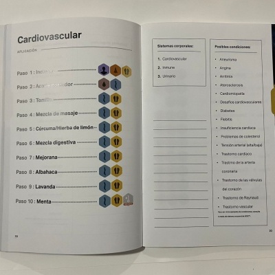 Livro aberto sobre sistema cardiovascular com textos e listas para preencher