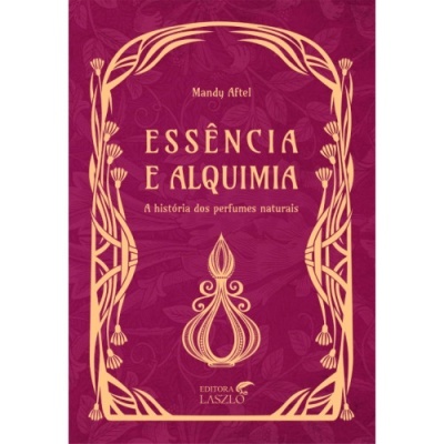 Capa de livro roxa com texto dourado e decoração floral