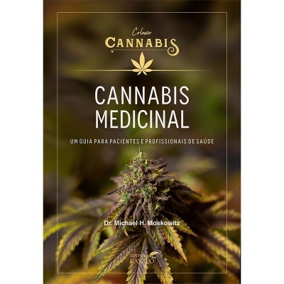 Capa de livro sobre cannabis medicinal com imagem de planta de cannabis