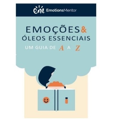 Capa de livro EMOÇÕES & ÓLEOS ESSENCIAIS com ilustração e texto